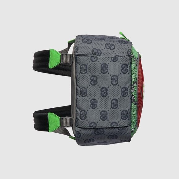 Gucci Women's Interlocking GG Backpack Gray Green & Red Sz M - Picture 10 of 15